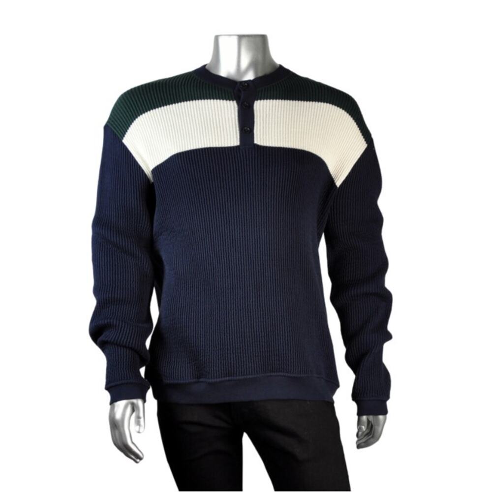 $1,295 NWT Giorgio Armani Cotton Multi Colored Ribbed 3-Button Sweater 54 / XL